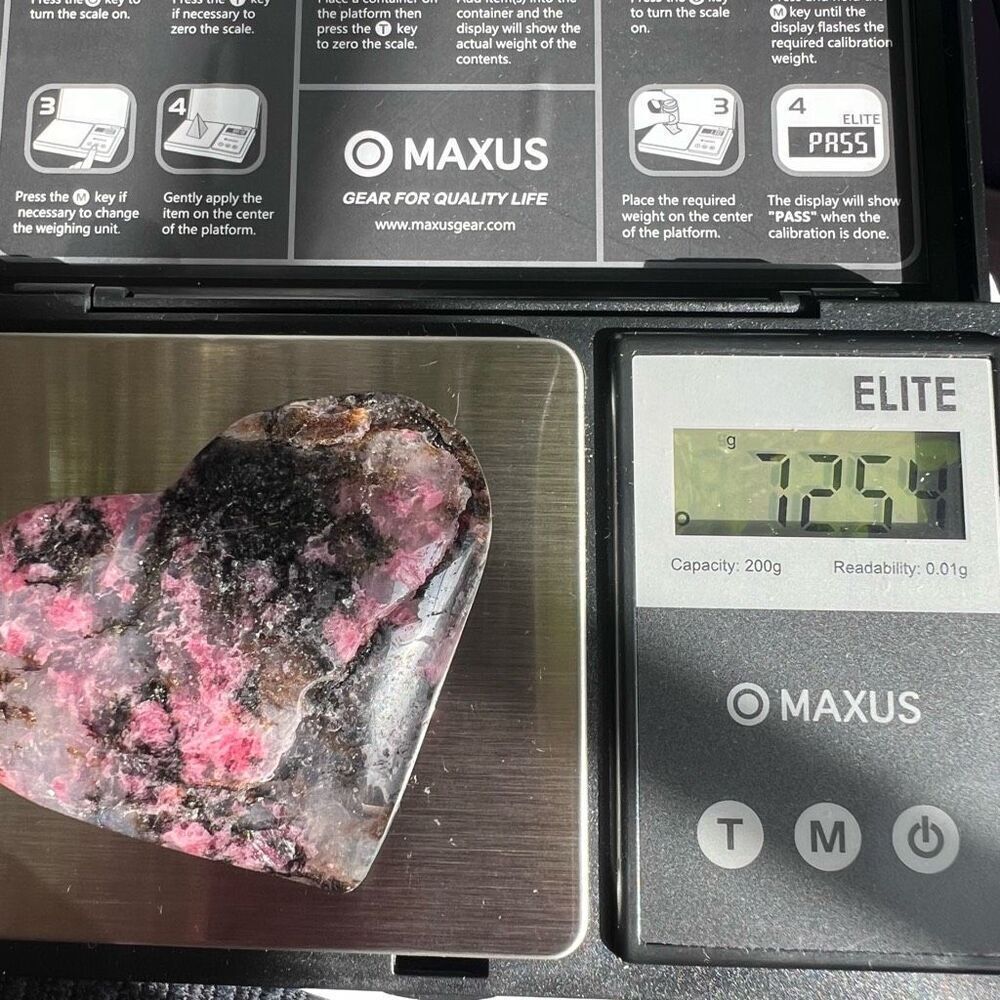 Icy Rhodonite Crystal Heart Carving - Picture 11 of 12